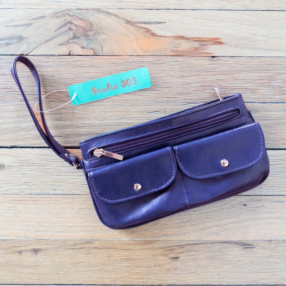 Y2K Purple Leatherette Wristlet NWT by Studio 803